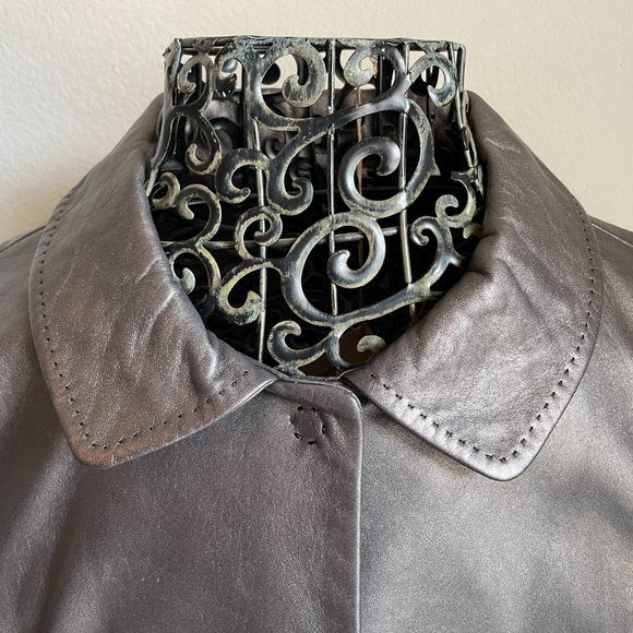 Tahari Bronze Lamb Nappa Leather Jacket - Picture 5 of 8
